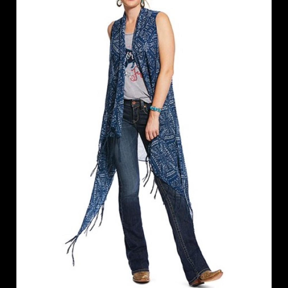 NWT Ariat Geometric Fringe Accent Milly Vest